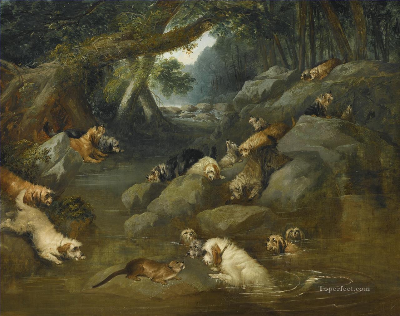 AN OTTER HUNT Philip Reinagle animals Oil Paintings
